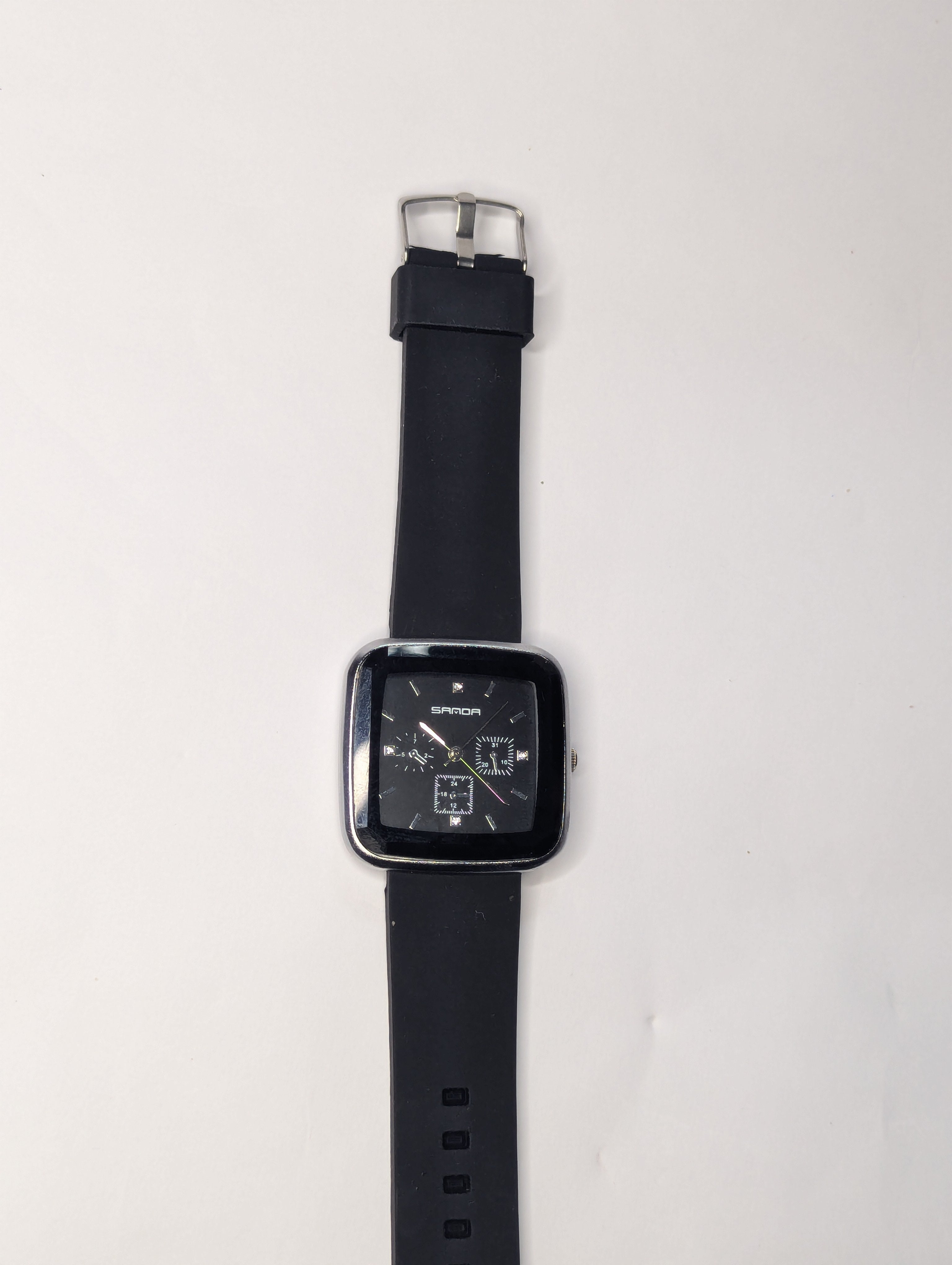 *SANDA* Silicon Strap Square Watch For Black Lovers⌚