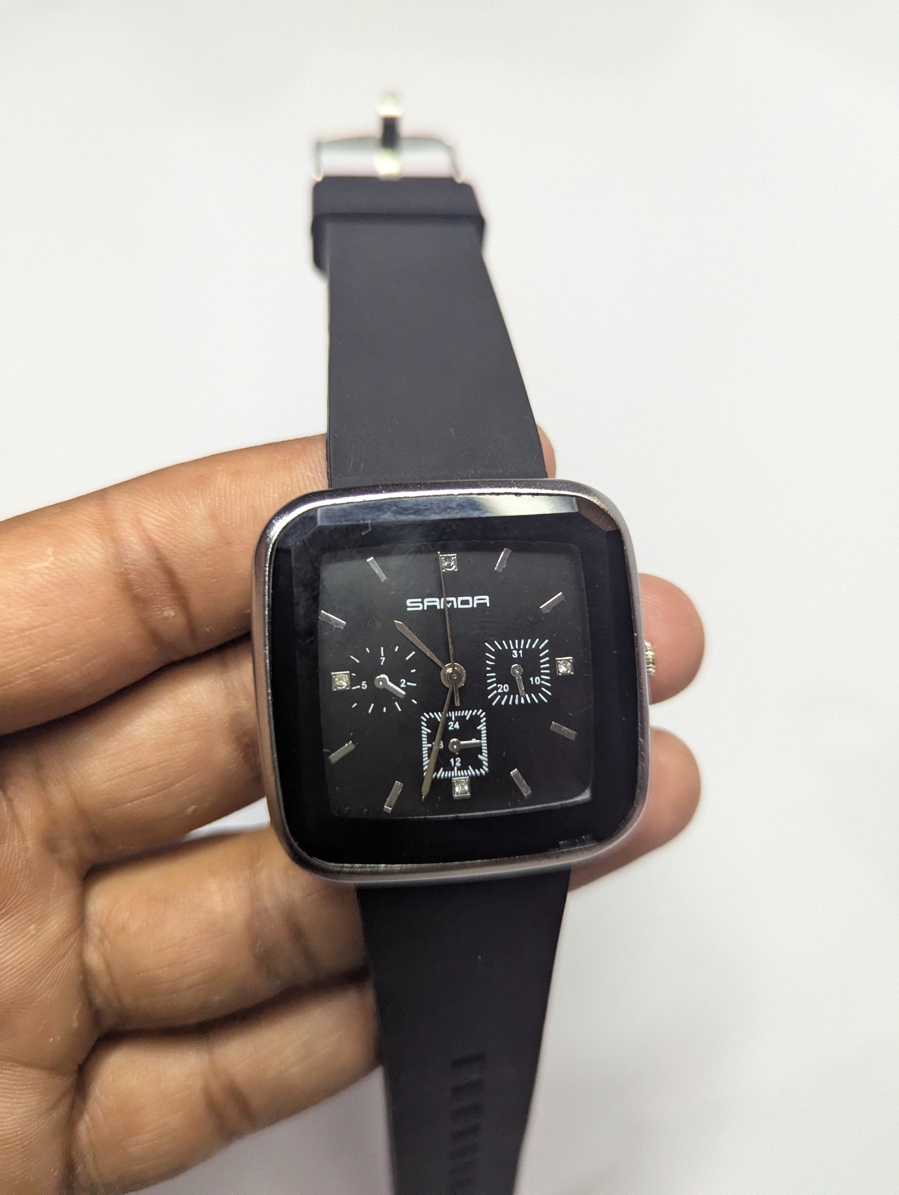 *SANDA* Silicon Strap Square Watch For Black Lovers⌚