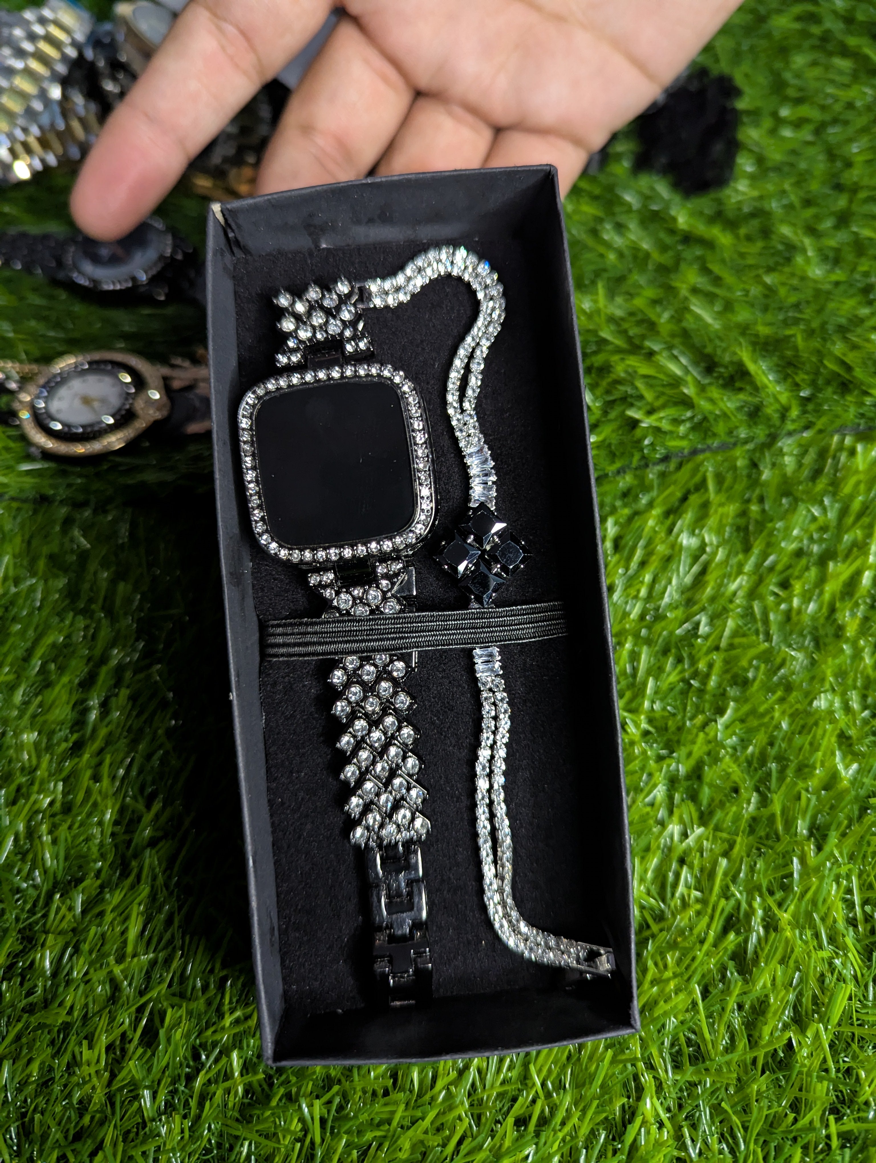 Full Diamond Touch Screen LED Watch for Women Girls with free Breslate - Steel Chain with Diamonds Ladies Watches for Female Women Girl-Digital Watch